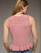 AE Ruffle Hem V-Neck Sweater Tank