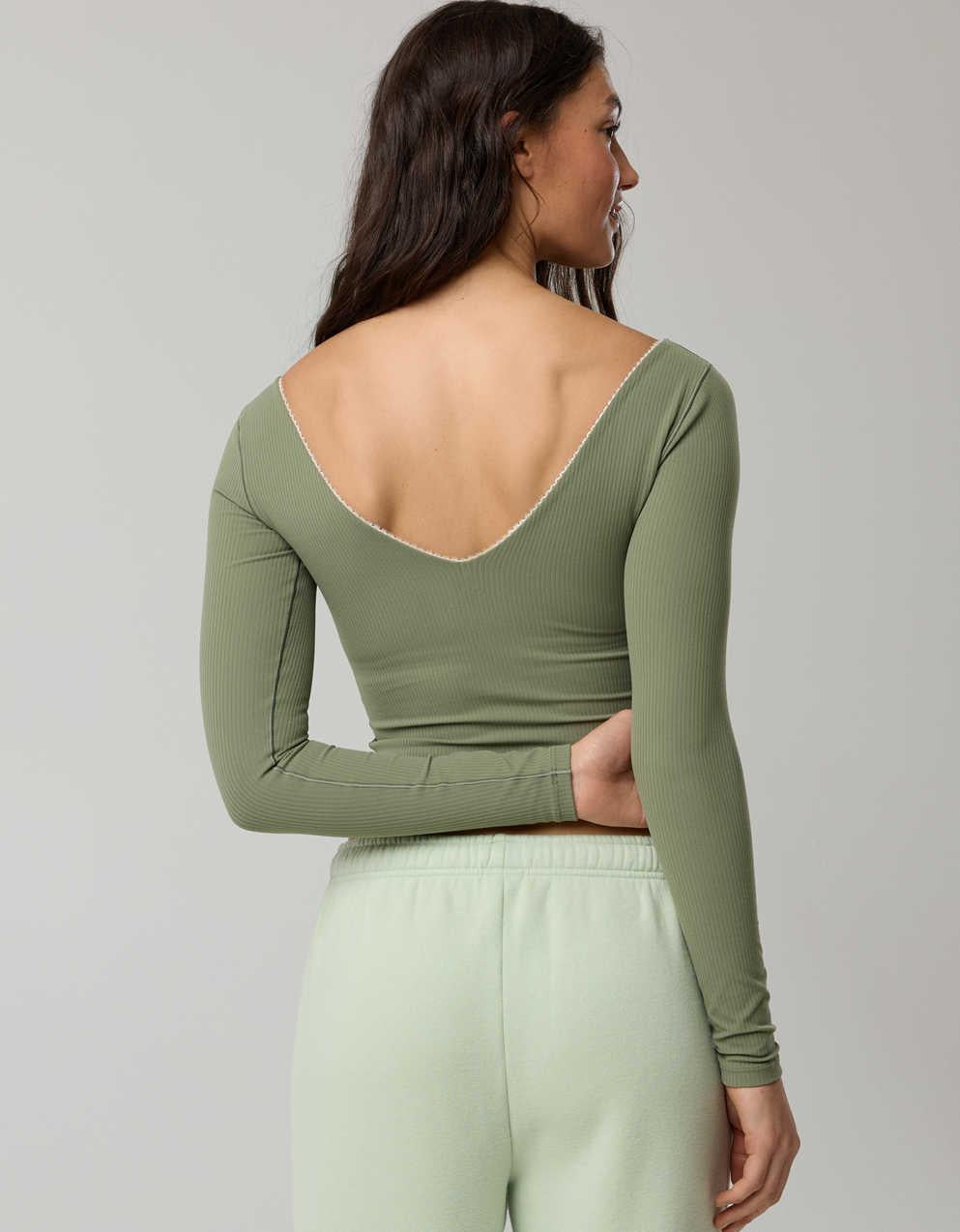 OFFLINE By Aerie Real Me XTRA Rib Open V-Neck T-Shirt