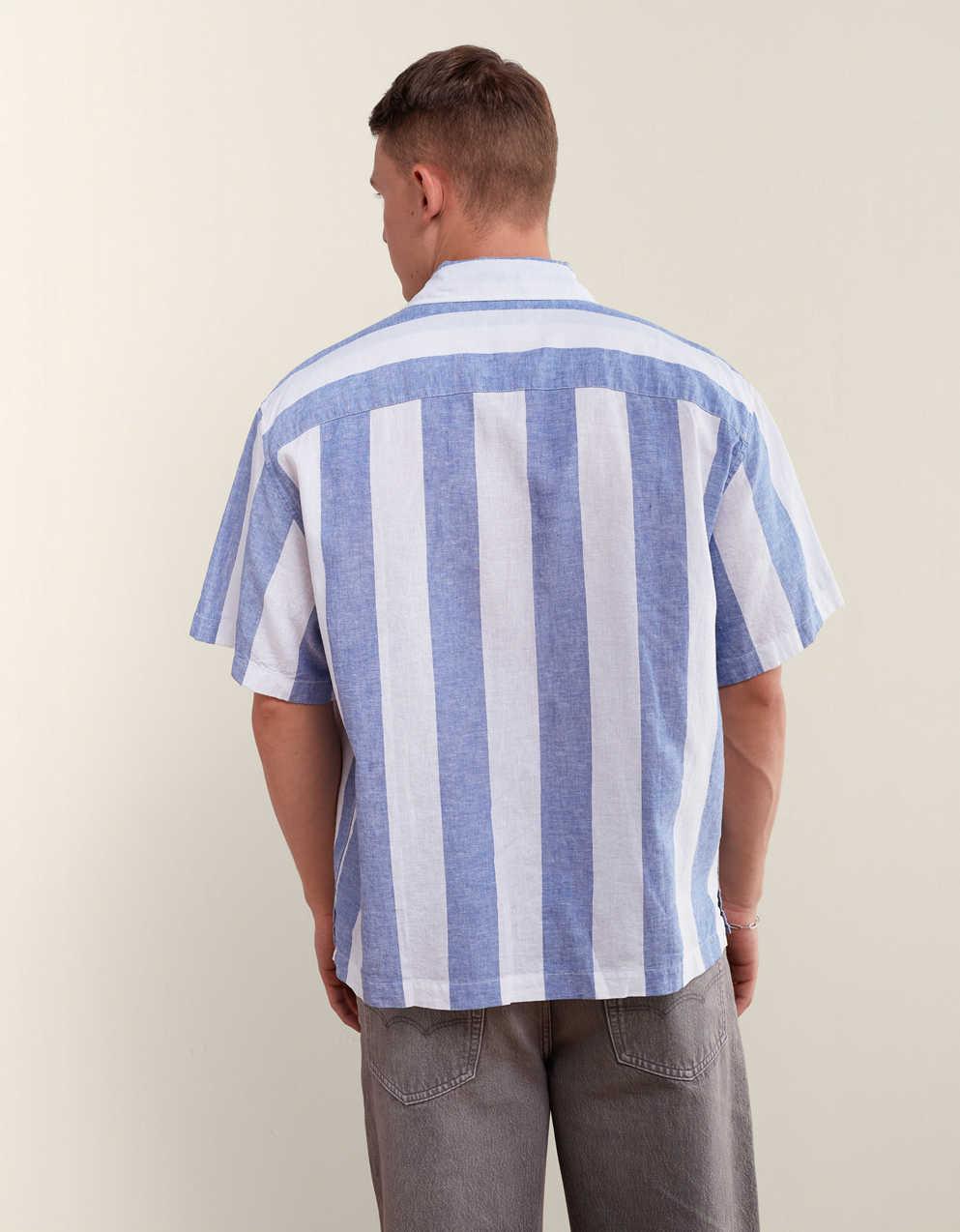 AE Relaxed Fit Linen-Blend Camp Collar Shirt