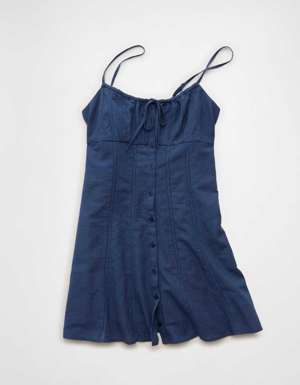 AE Button-Up Lace Insert Mini Dress