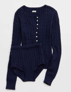 Aerie Cotton Cable Henley Sweater