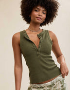 Aerie Unwind Waffle Henley Tank Top