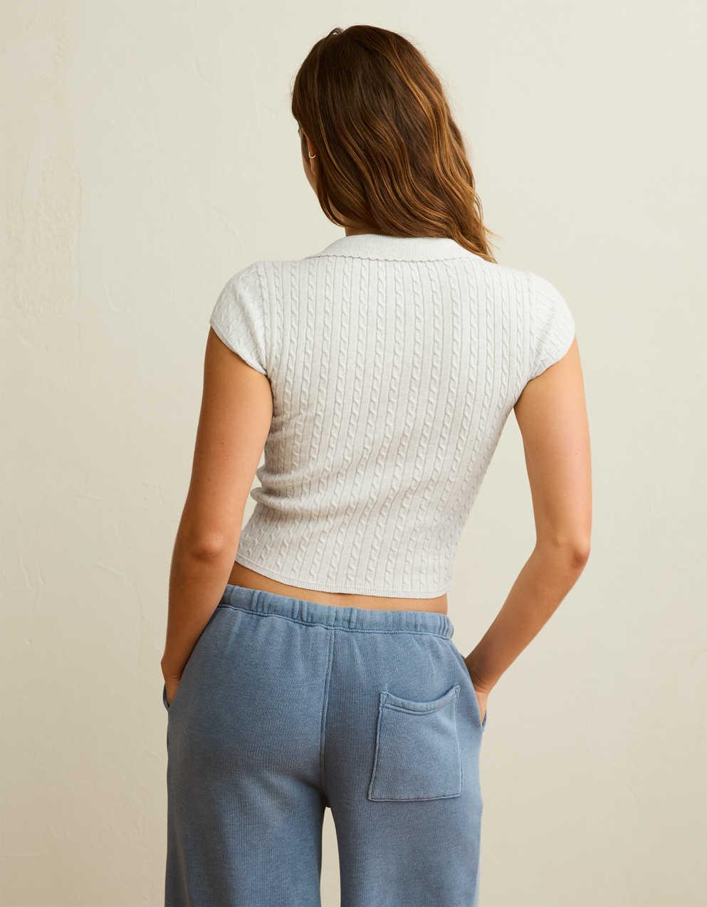 AE V-Neck Cable Knit Sweater Polo