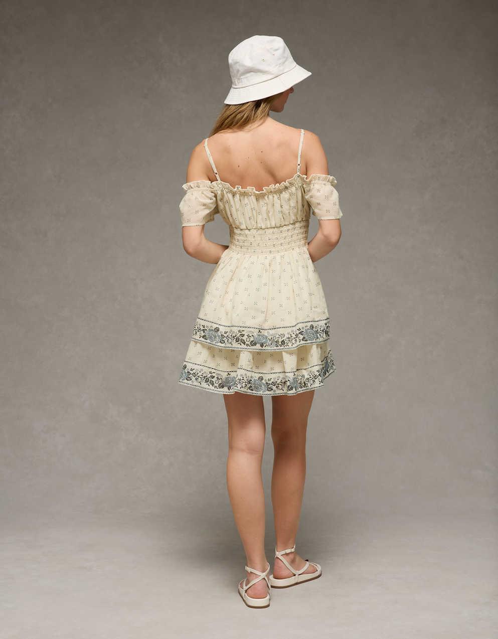 AE Off-The-Shoulder Smocked Mini Dress