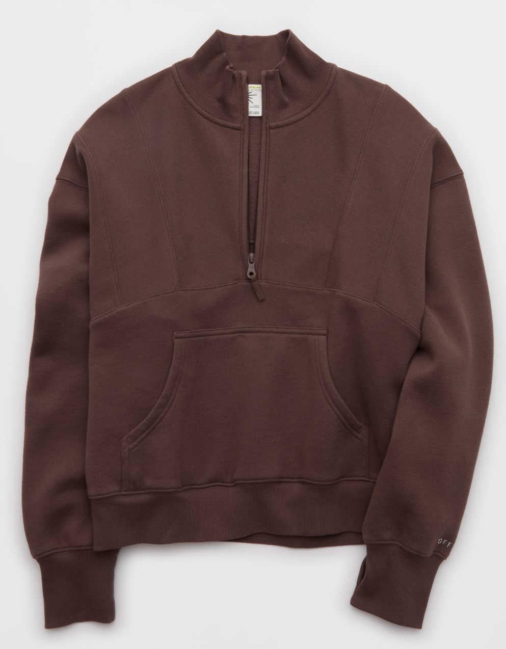 OFFLINE By Aerie Cloud Fleece Seamed Quarter Zip Sweatshirt