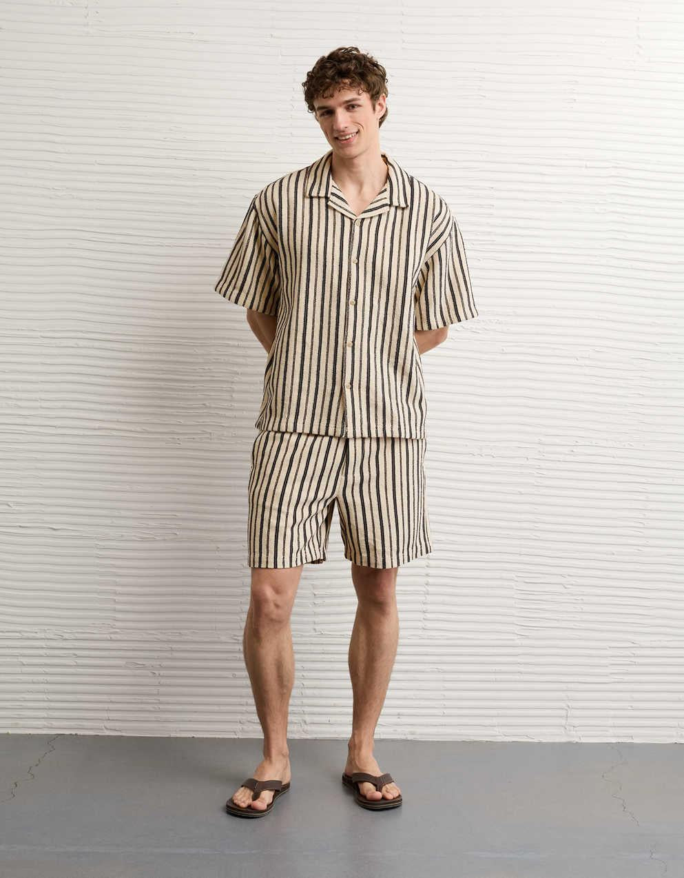 AE Relaxed Fit Camp Collar Button-Up Shirt