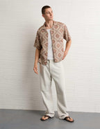 AE Relaxed Fit Camp Collar Button-Up Shirt