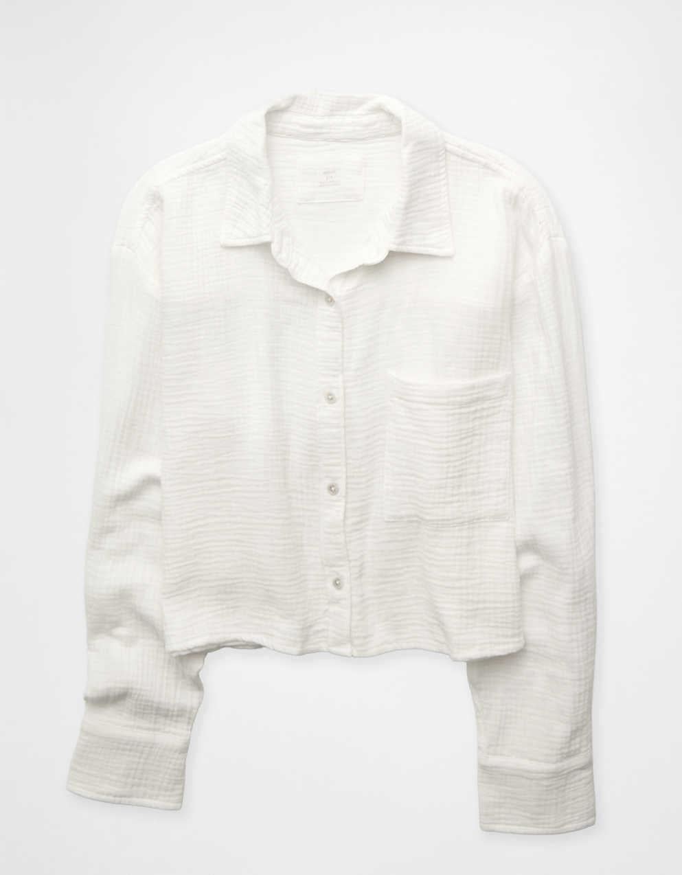 Aerie Good Day Cropped Cover Up Shirt
