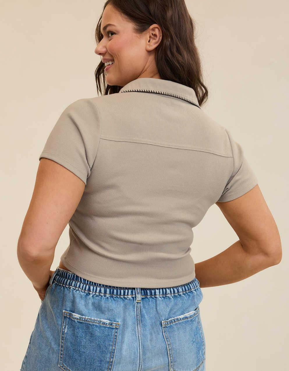 Aerie Cropped Polo T-Shirt