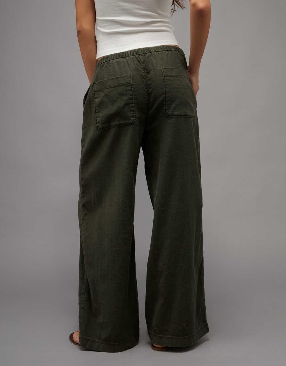 AE Low-Rise Linen-Blend Pull-On Pant