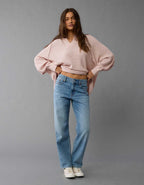 AE Big Hug Notch Neck Waffle Sweatshirt