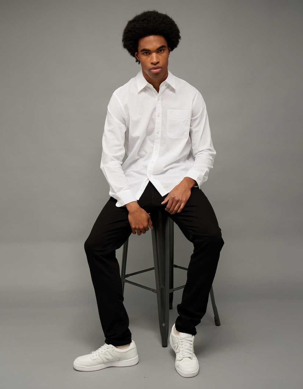 AE Everyday Button-Up Linen Shirt