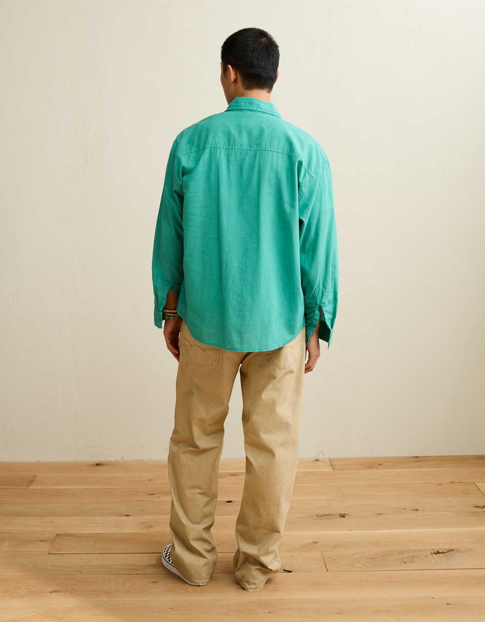 AE Relaxed Fit Linen-Blend Button-Up Shirt