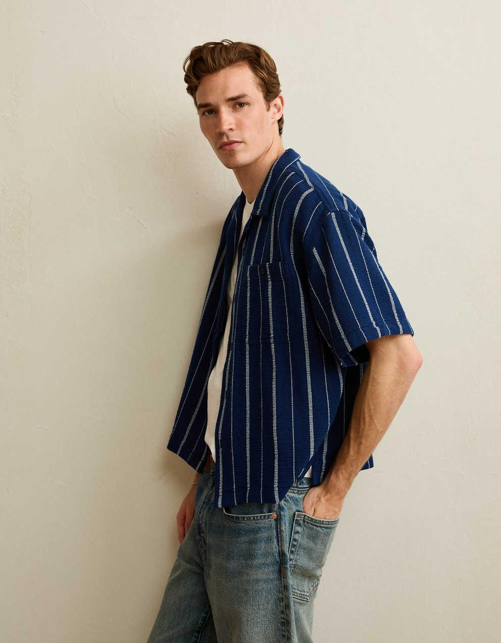 AE Relaxed Fit Camp Collar Button-Up Shirt