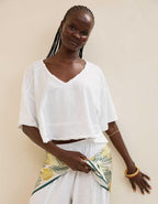 Aerie Happiest Cropped V Neck T-Shirt