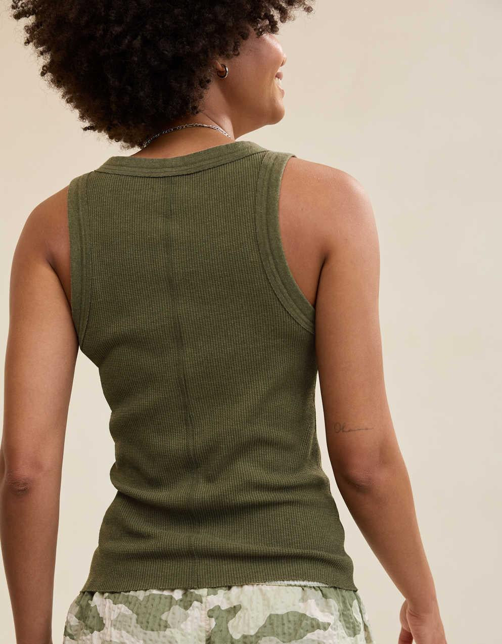 Aerie Unwind Waffle Henley Tank Top