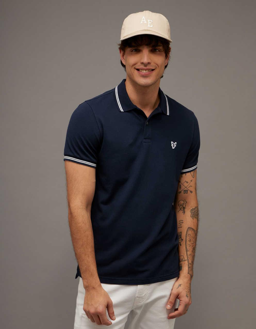 AE Slim Fit Tipped Flex Pique Polo Shirt
