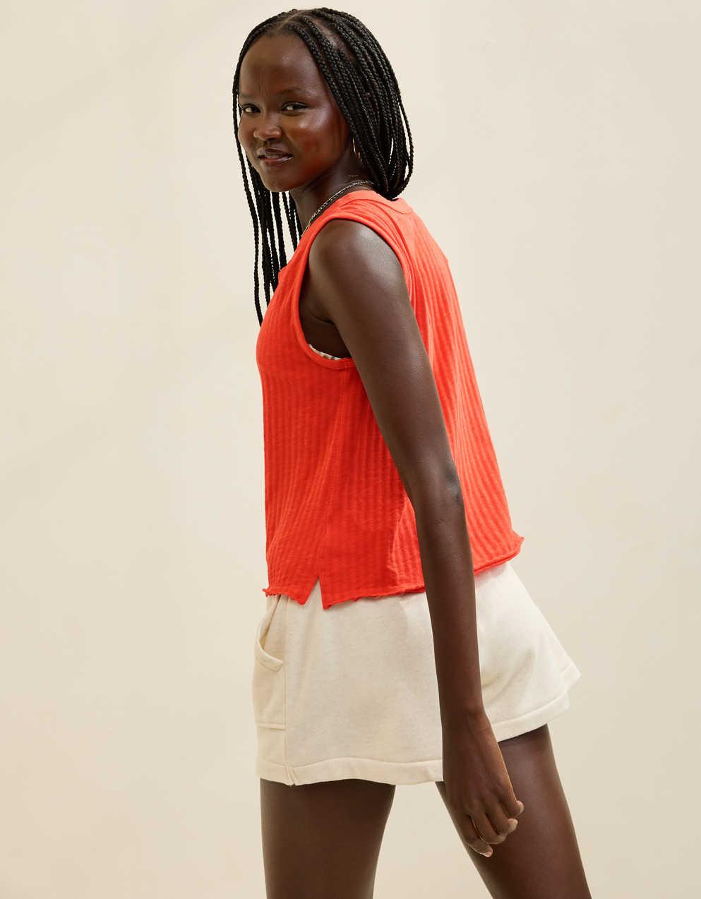 Aerie Shadow Stripe Henley Tank Top