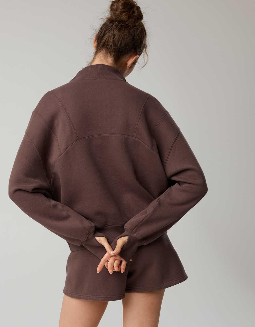 OFFLINE By Aerie Cloud Fleece Seamed Quarter Zip Sweatshirt