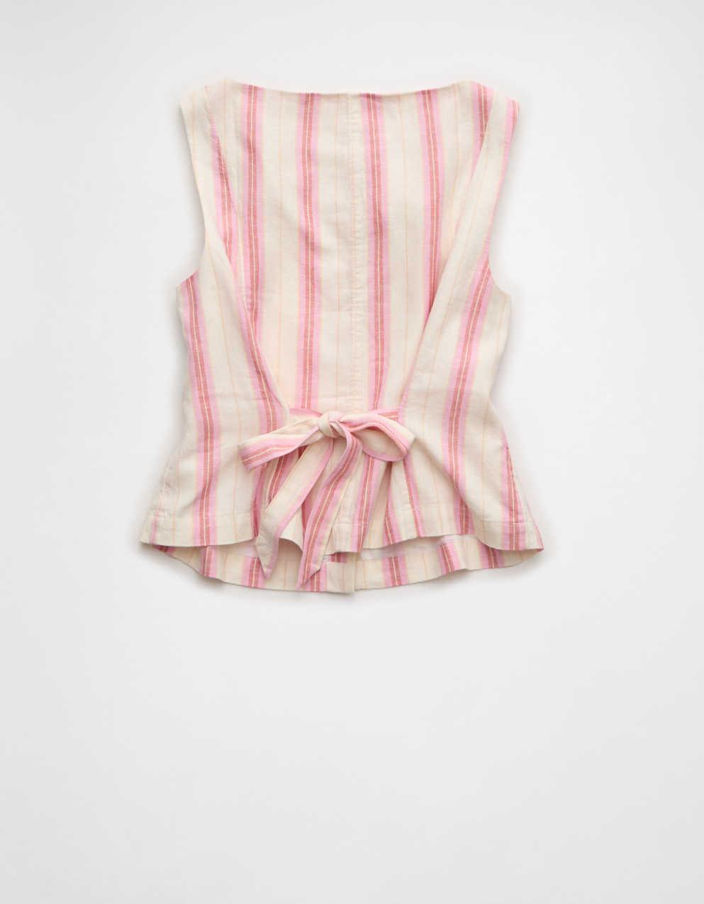 AE Linen-Blend High-Neck Vest