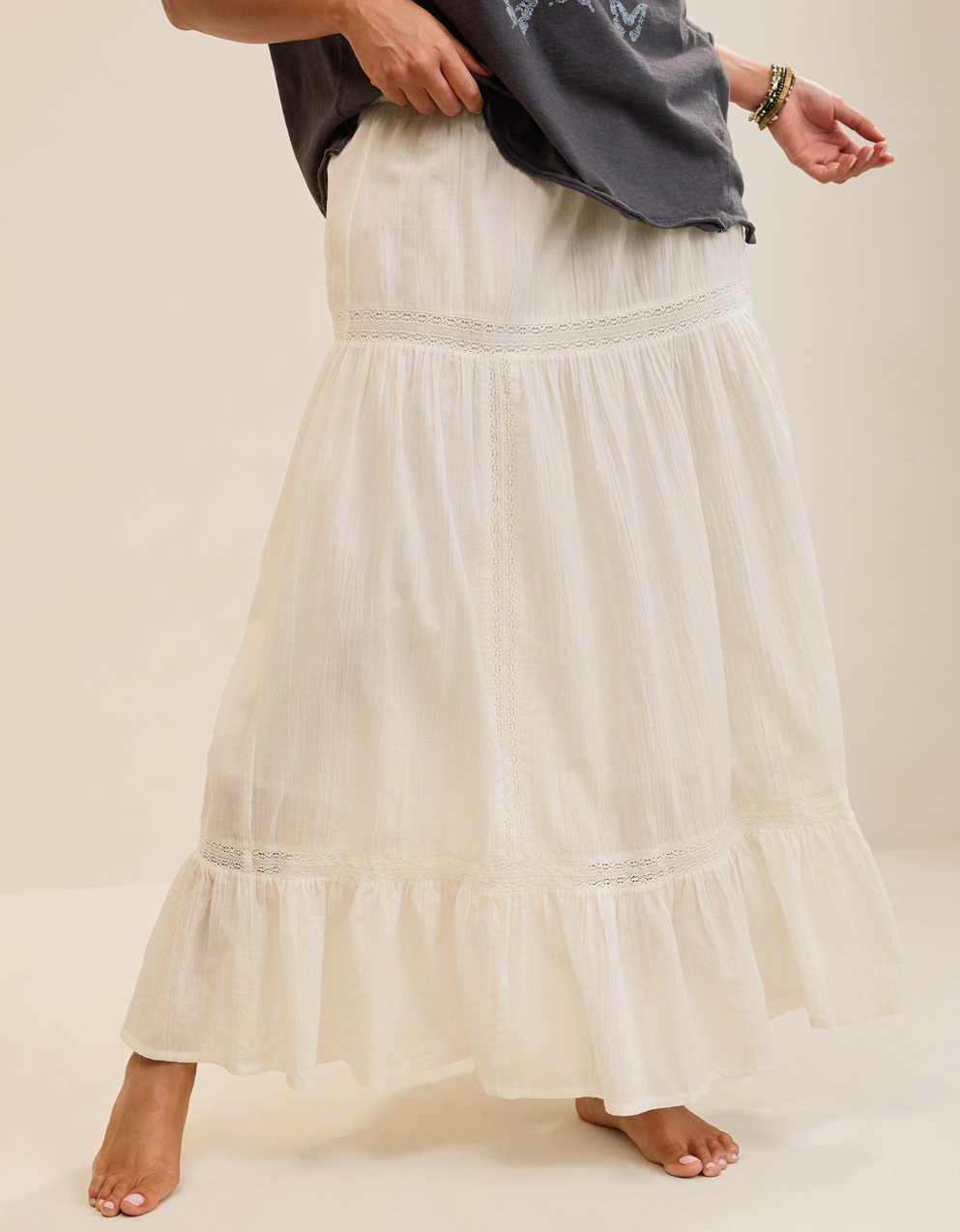 Aerie Lace Trim Maxi Skirt
