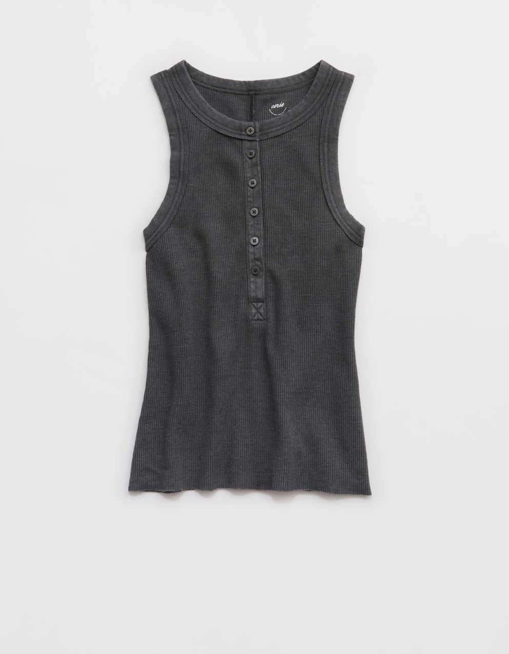 Aerie Unwind Waffle Henley Tank Top