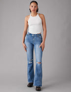 AE Next Level Curvy Ripped Super High-Waisted Flare Jean