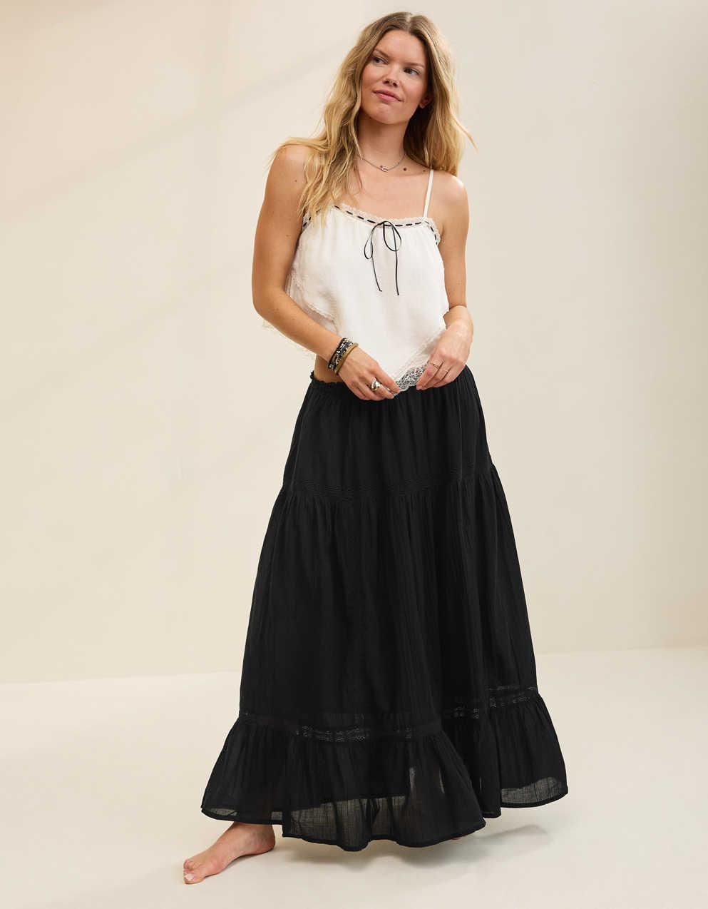 Aerie Lace Trim Maxi Skirt