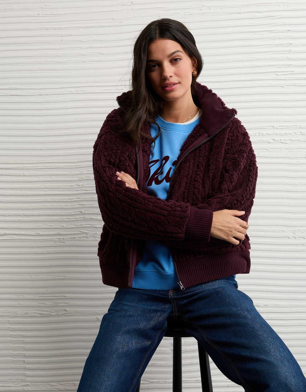 AE Cable Sherpa Full-Zip Sweatshirt