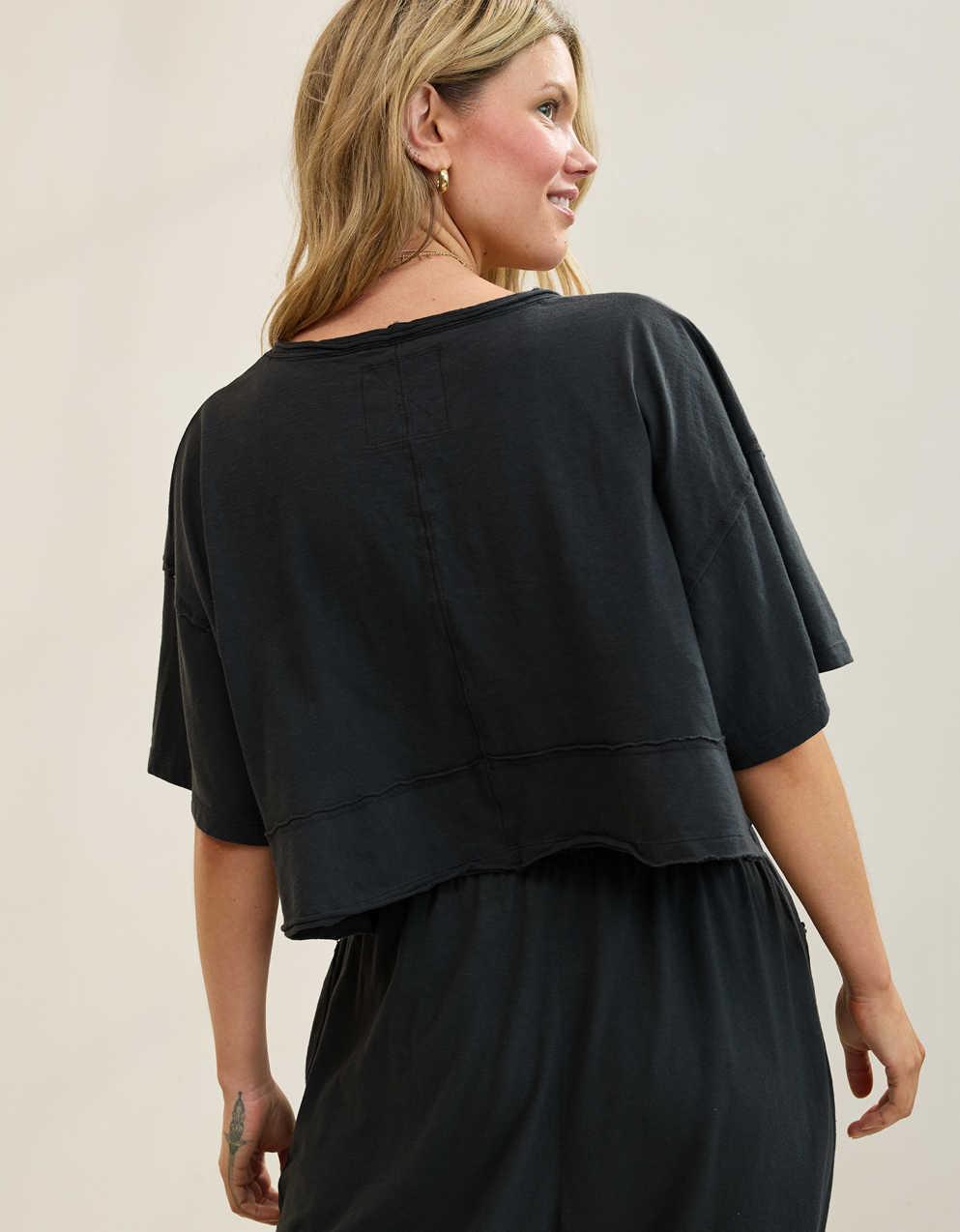 Aerie Happiest Cropped V Neck T-Shirt