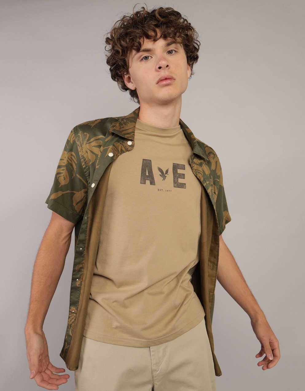 AE Poolside Tropical Button-Up Shirt