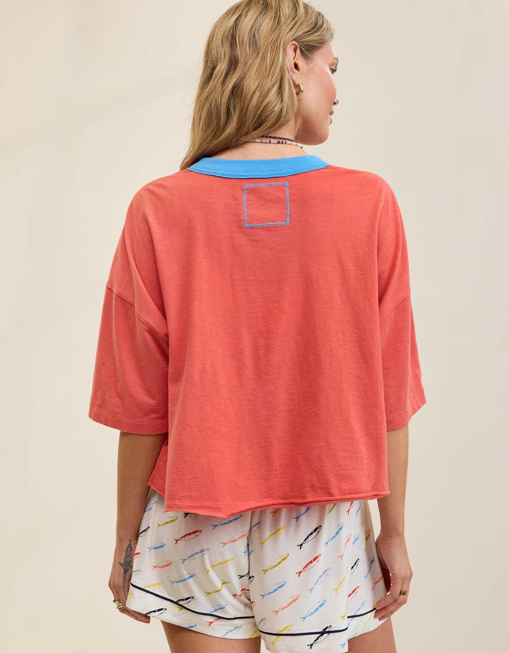 Aerie Remix Henley Cropped T-Shirt