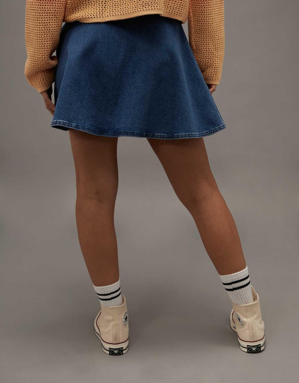AE Dreamy Drape Stretch Denim Circle Skort