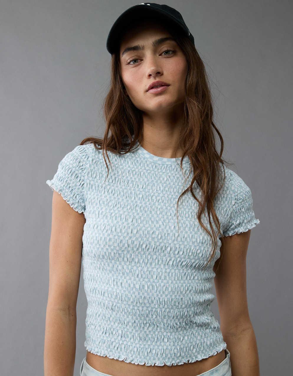 AE Smocked Hey Baby Tee