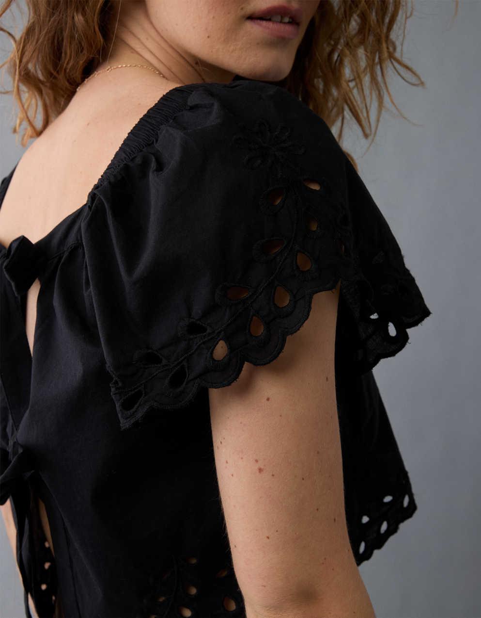 AE Tie Back Eyelet Crop Top