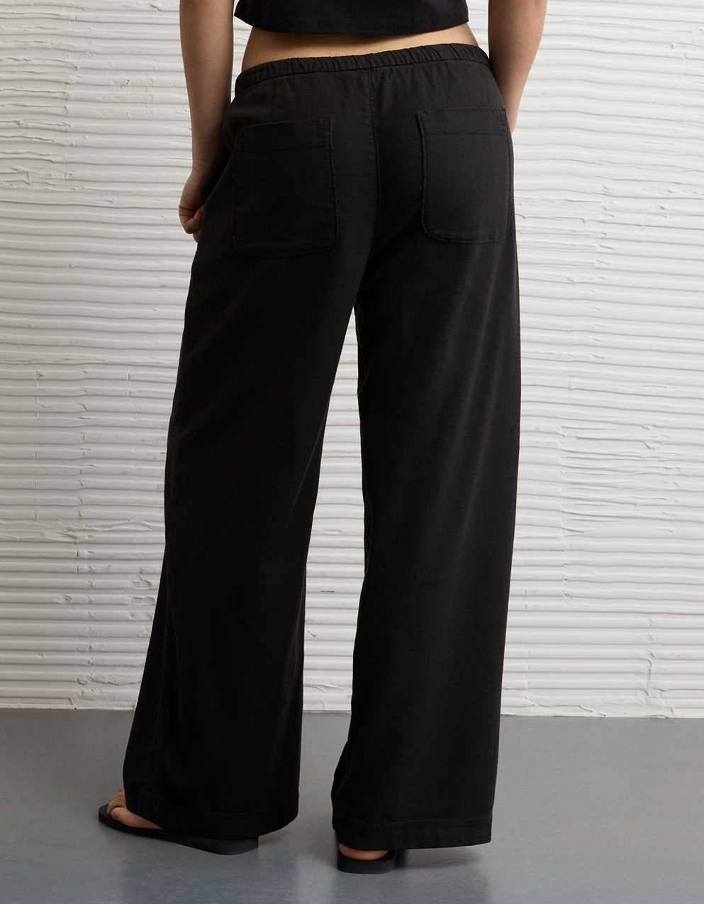 AE Low-Rise Linen-Blend Pull-On Pant