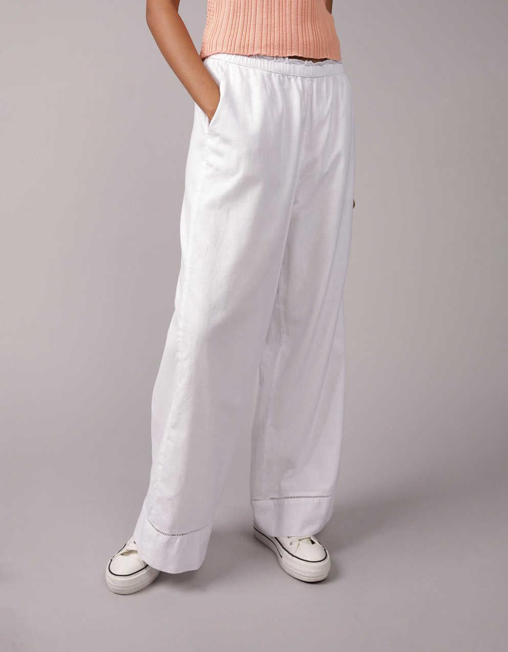 AE High-Waisted Linen-Blend Pull-On Pant
