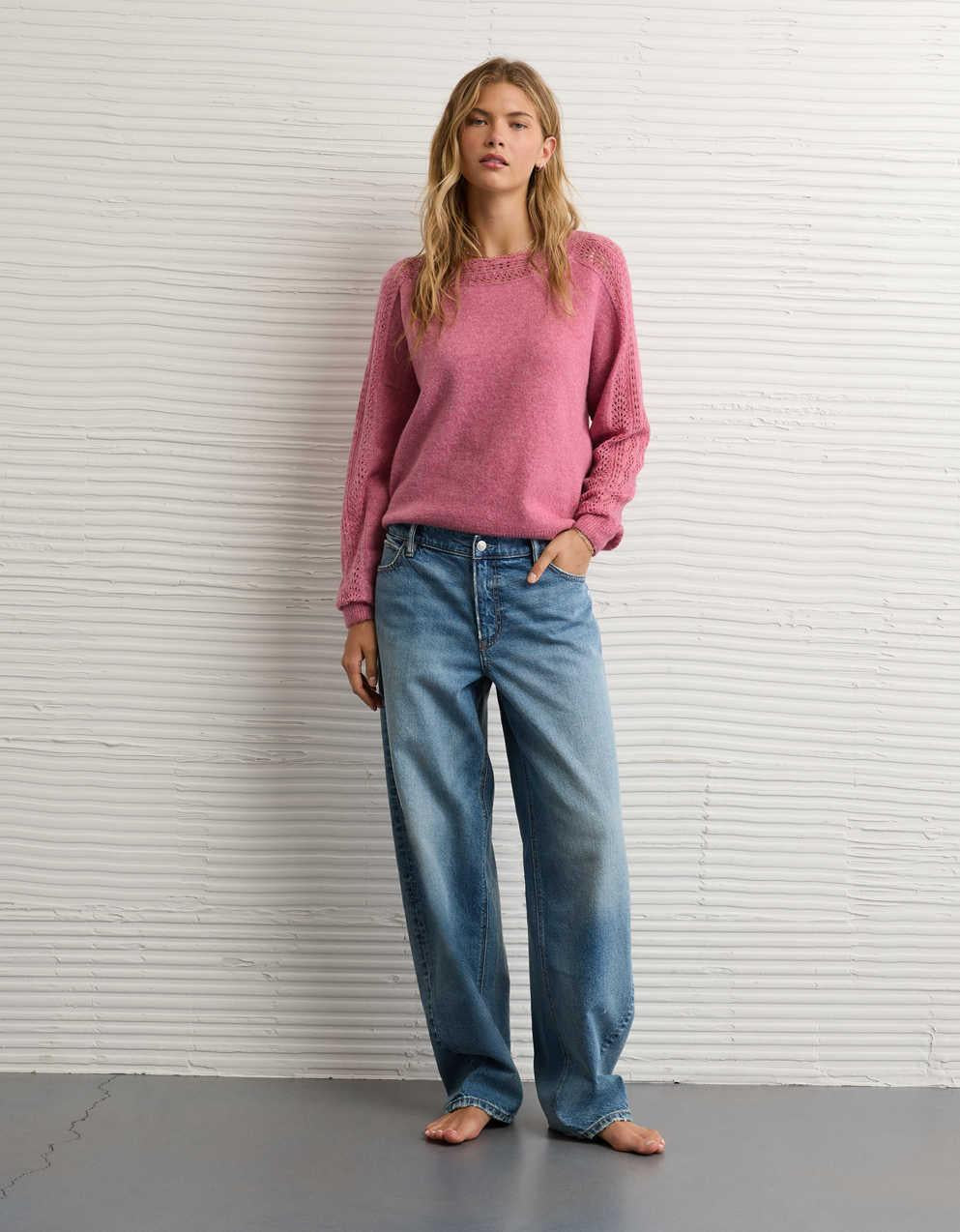 AE Whoa So Soft Lace Sweater