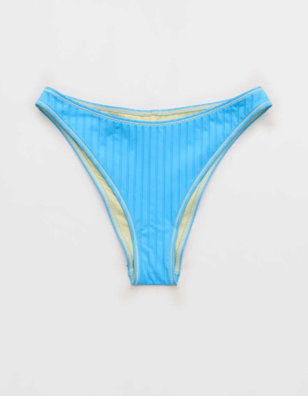 Aerie Ribbed Mid Rise Cheeky Bikini Bottom