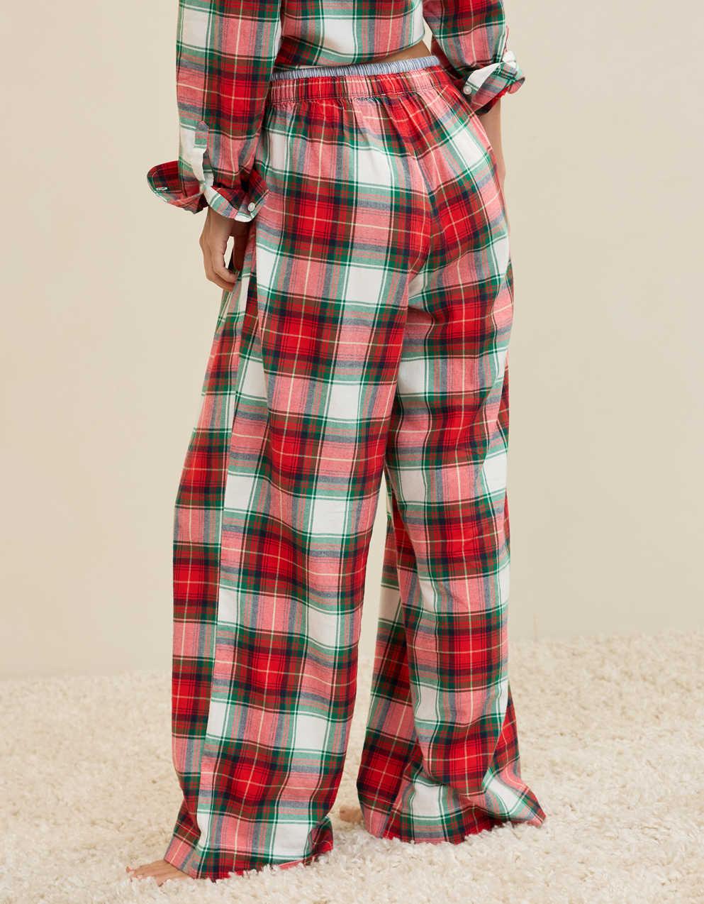 Aerie Checked Out Flannel Wide Leg Pant