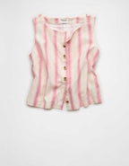AE Linen-Blend High-Neck Vest