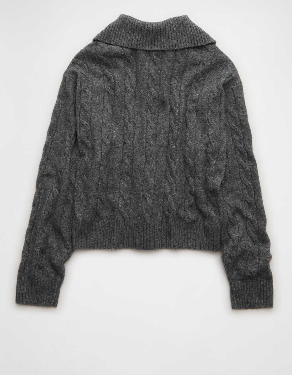 AE Cable-Knit Quarter-Zip Sweater
