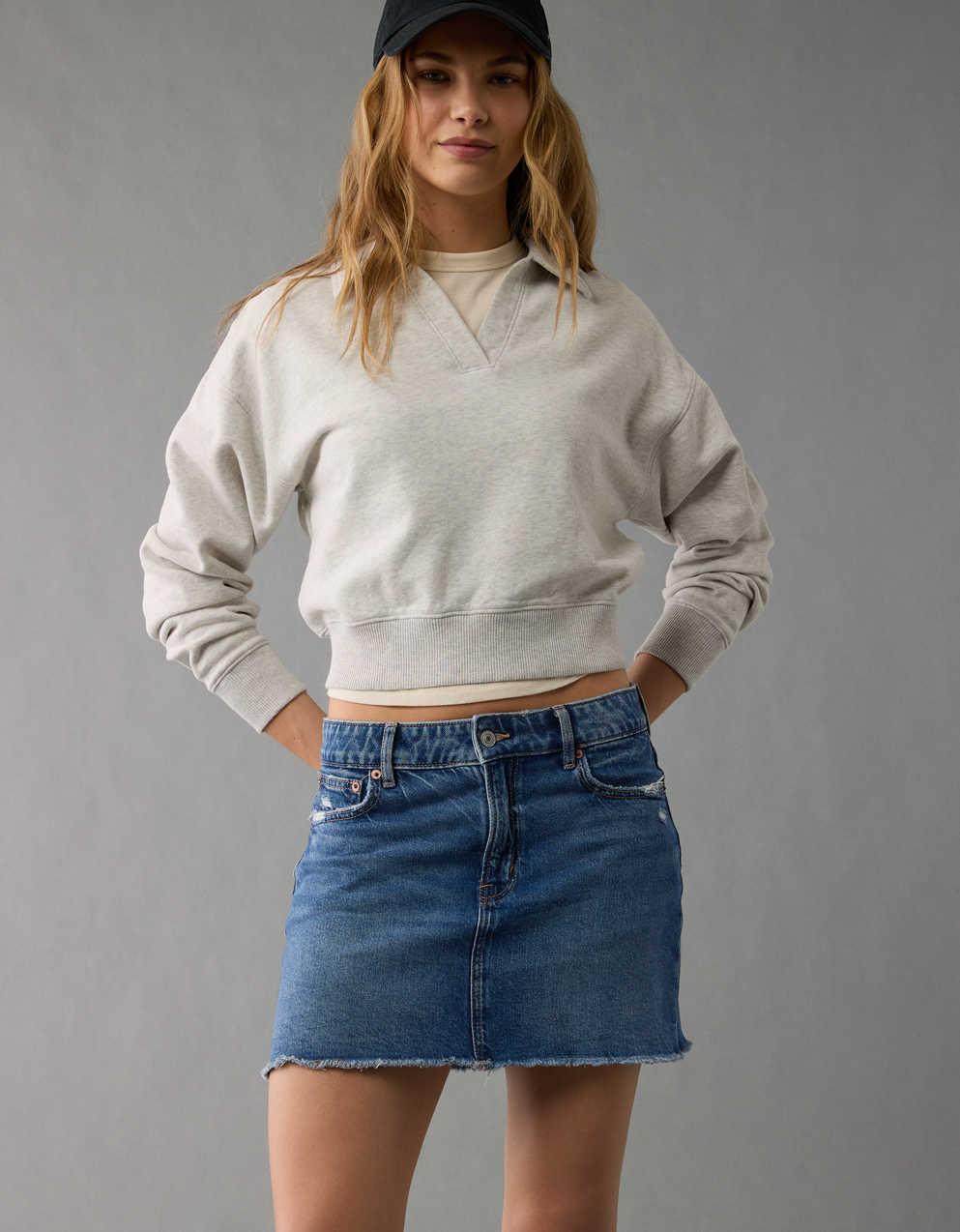 AE Stretch High-Waisted Perfect Denim Mini Skirt