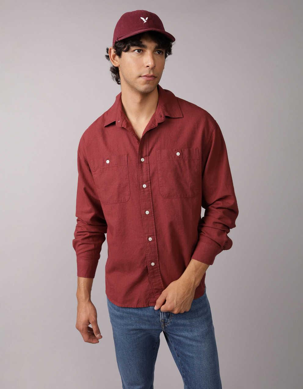 AE Everyday Relaxed Fit Linen-Blend Button-Up Shirt