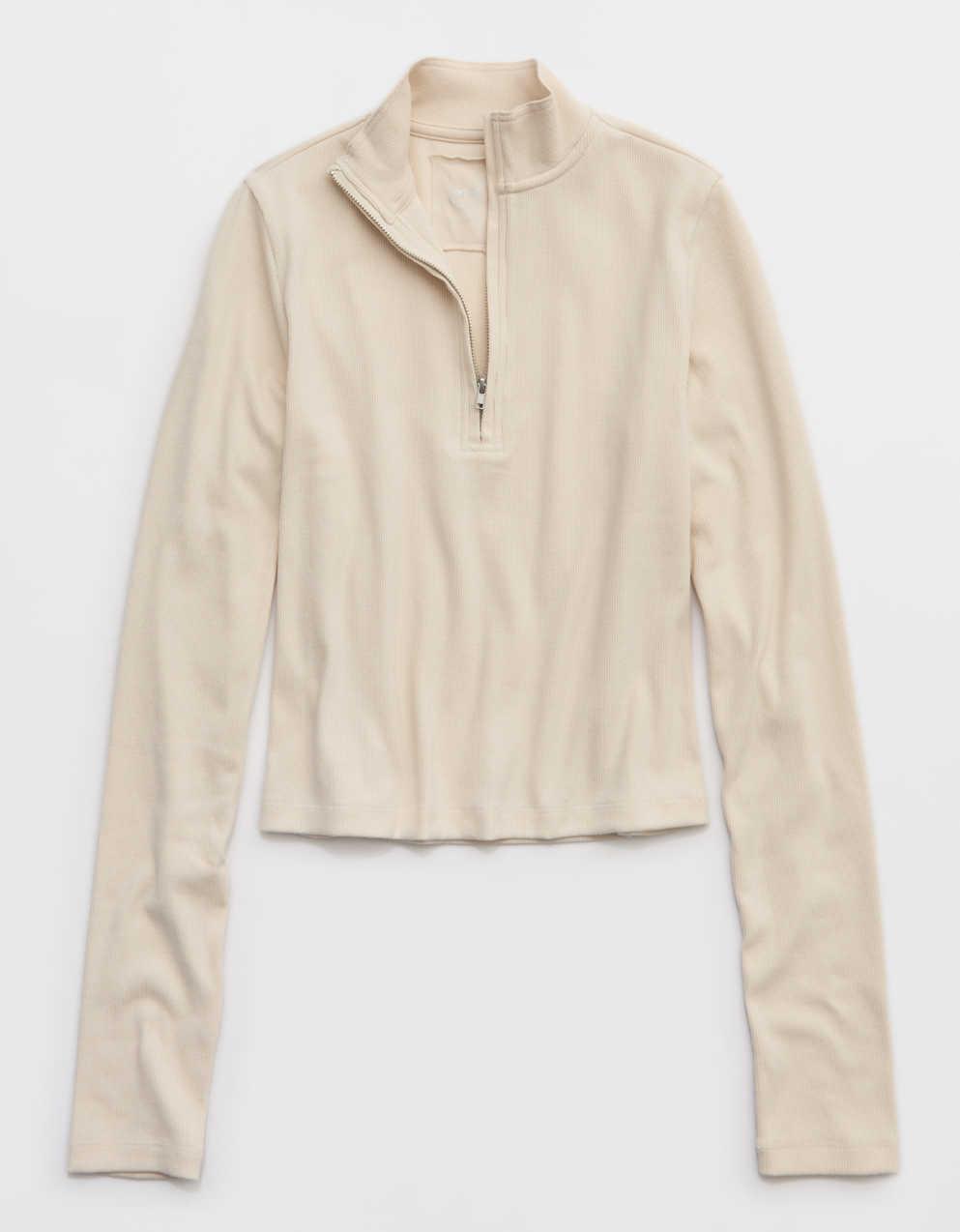 Aerie Long Sleeve Quarter Zip T-Shirt
