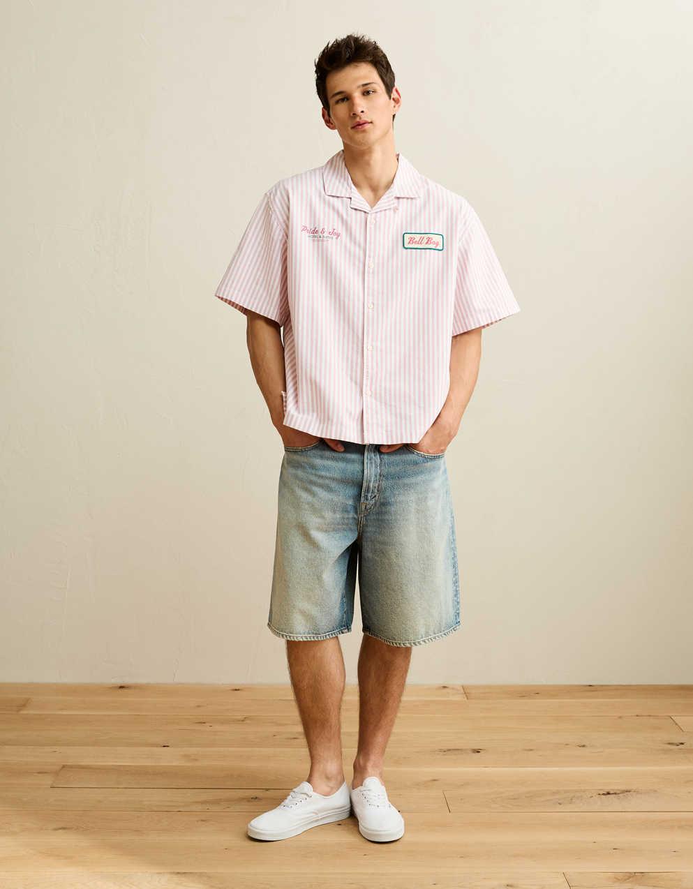 AE Pride Relaxed Fit Oxford Camp Collar Button-Up Shirt