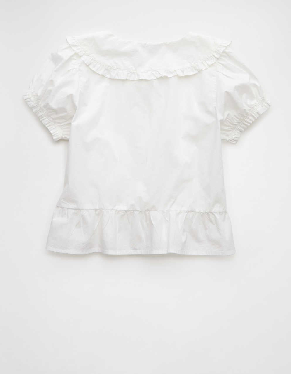 AE Collared Puff Sleeve Tie Front Blouse