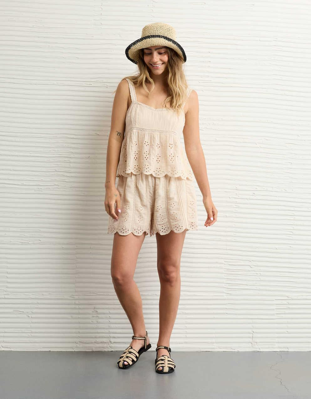 AE High-Waisted Eyelet Short
