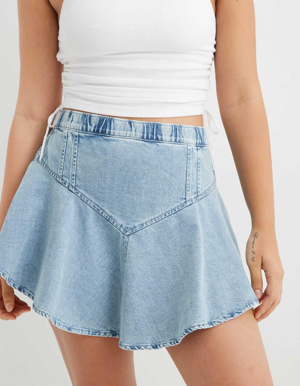 Aerie Denim Circle Mini Skirt