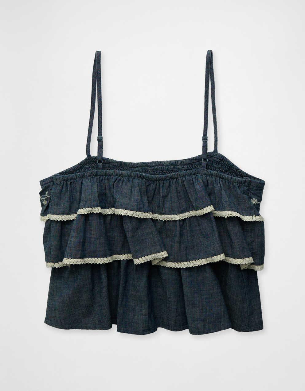 AE Embroidered Ruffle Cami Top